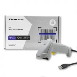 Laserowy czytnik kodów kreskowych 1D Qoltec USB - biały