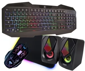 REBELTEC PATROL klawiatura dla graczy z podświetleniem RGB + mata + mysz + głośniki LED Boogie