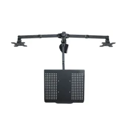 Uchwyt biurkowy do dwóch monitorów LED/LCD 13-27 cala z półką na laptopa notebooka