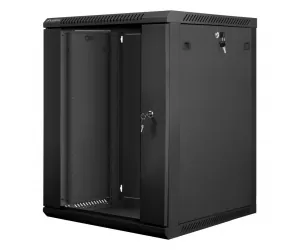 Szafa instalacyjna RACK wisząca 19&#039;&#039; 15U 600x600 drzwi szklane Lanberg - czarna
