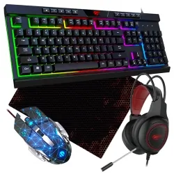 Klawiatura podświetlana gamingowa Havit GAMENOTE KB500L RGB mysz mata słuchawki dla graczy