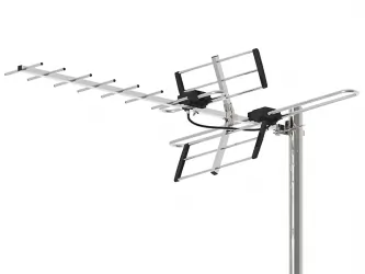 Cyfrowy zestaw telewizji naziemnej DVB-T tuner OPTICUM AX LION NS DVB-T2/C H.265 HEVC + antena kierunkowa VHF/UHF MUX8 ATD31S