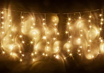 Lampki ozdobne choinkowe kurtyna świetlna LED ciepły biały 330 szt 5m