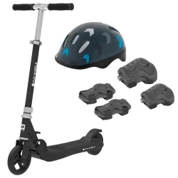 Hulajnoga elektryczna dla dzieci FUN WHEELS 100W + kask + ochraniacze - czarna