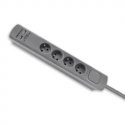Listwa antyprzepięciowa Qoltec 2xUSB 4 gniazda z uziemieniem 1.8m szara