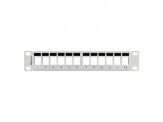 Patch panel pusty 12x port LANBERG do szafy RACK 10" 1U z organizerem do modułów keystone szary