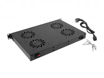 Panel wentylacyjny LCD poziomy LANBERG 1U z termostatem do szafy RACK 19&quot; 4 wentylatory 230V czarny