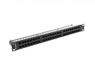 Patch panel 48x port 1U LANBERG do szafy RACK 19" KAT.6 czarny