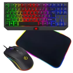Klawiatura gamingowa podświetlana FURY TKL HURRICANE + mysz słuchawki mata dla graczy