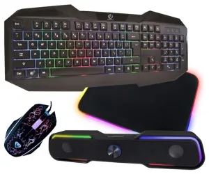 REBELTEC PATROL klawiatura dla graczy z podświetleniem RGB + mata + mysz + głośniki LED Apala