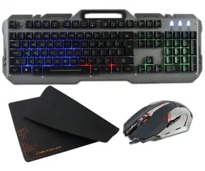 Zestaw gamingowy Rebeltec INTERCEPTOR klawiatura podświetlana + mysz + mata + słuchawki