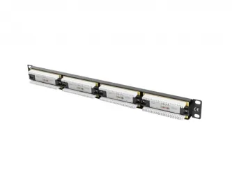 Patch panel 24x port 1U LANBERG do szafy RACK 19&quot; KAT.5E czarny