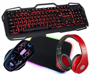 Zestaw Blow klawiatura z podświetleniem LED RED COLD STEEL + mysz + podkładka + słuchawki