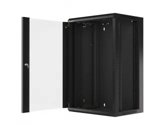 Szafa instalacyjna RACK wisząca 19'' 18U 570x450 drzwi szklane Lanberg - czarna