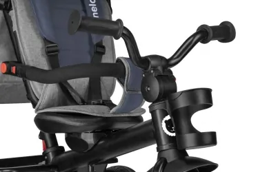 Wózek spacerowy rowerek trójkołowy pchacz 2w1 LIONELO HAARI obracany - jeans