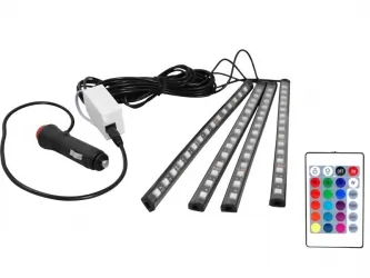Zestaw oświetlenia kabiny samochodu LED RGB wnętrza auta + pilot
