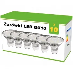Zestaw 10x żarówek LED GU10 1,2W AC230V, 100lm,WW,blister
