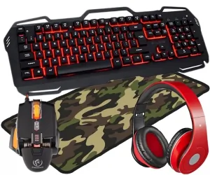 Zestaw Blow klawiatura z podświetleniem LED RED COLD STEEL + mysz + podkładka + słuchawki