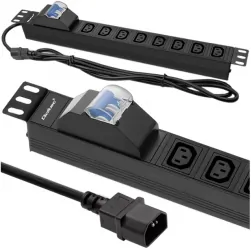 Listwa zasilająca antyprzepięciowa CB RACK PDU Qoltec do szafy RACK 19&quot; 1U 10A 2m 8xIEC C13