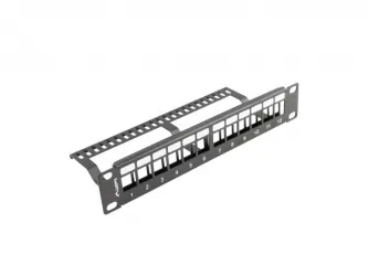 Patch panel pusty 12x port LANBERG do szafy RACK 10" 1U z organizerem do modułów heystone czarny