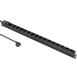 Aluminiowa listwa zasilająca PDU do szafy RACK 19'' 1U 16A 16xFRENCH pionowa 1.8m
