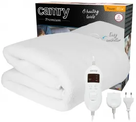 Pojedynczy elektryczny koc podkładowy z czasomierzem Camry CR 7422 biały 160cm x 100cm