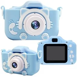 Aparat dla dzieci kamera HD X5 + ochronne etui w Kształcie Zwierzątka - niebieski