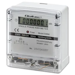 Jednofazowy elektroniczny licznik miernik zużycia energii Qoltec 230V LCD
