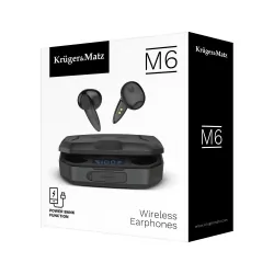 Bezprzewodowe słuchawki douszne 2w1 power bank 2200mAh Kruger&amp;Matz M6 - kolor biały