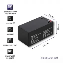 Akumulator AGM Qoltec 12V 3.3Ah HQ