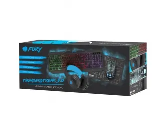 Klawiatura podświetlana graczy + słuchawki + myszka + mata - FURY THUNDERSTREAK 3.0