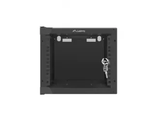 Szafa instalacyjna RACK wisząca 10'' 4U 280x310 drzwi szklane Lanberg (flat pack) - czarna