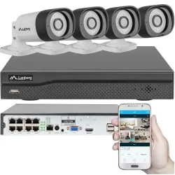 Zestaw do monitorowania rejestrator NVR 8 kanałowy POE + 4 kamery IP 5MP akcesoria LANBERG