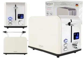 Toster z wyświetlaczem LCD na 2 kromki Gerlach GL 3221 kremowy