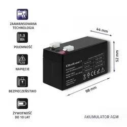 Akumulator AGM Qoltec 12V 1.3Ah HQ