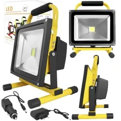Przenośna lampa robocza LED LTC 30W IP44 akumulator 4x2.2Ah 6000K 230V/12V samochodowa zewnętrzna