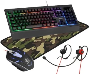 Klawiatura gamingowa podświetlana dla graczy Kruger&Matz Warrior GK-70 + mysz + słuchawki + mata