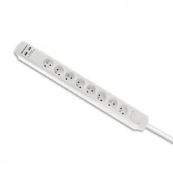 Listwa antyprzepięciowa Qoltec 2xUSB 6 gniazd z uziemieniem 1.8m biała