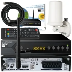 Tuner cyfrowy Esperanza EV107 DVB-T/T2 WiFi H.265/HEVC + antena zew/wew ATD12 + kabel 6m
