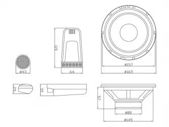 Zestaw głośników samochodowych BLOW VR-160 150W 4 Ohm