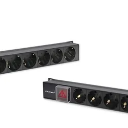 Aluminiowa listwa zasilająca PDU do szafy RACK 19'' 1U 16A 16xSCHUKO 1.8m