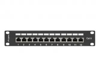 Patch panel 12x port LANBERG do szafy RACK 10&quot; 1U KAT6 czarny