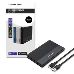 Aluminiowa obudowa zewnętrzna kieszeń na dysk USB 3.0/SSD HDD 2.5" SATA Qoltec Super speed 5Gb/s 2TB - czarny