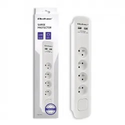Listwa antyprzepięciowa Qoltec 2xUSB 4 gniazda z uziemieniem 1.8m biała