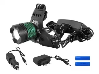 Akumulatorowa latarka czołowa LED LTC 600lm ZOOM + 2 ładowarki