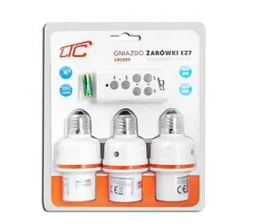Gniazdo żarówki E27 sterowane pilotem LTC 3x gniazdo zdalnie sterowane