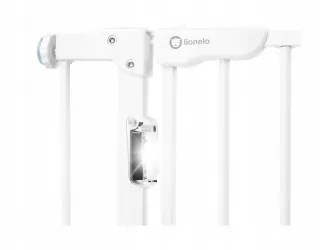 Bramka barierka ochronna zabezpieczająca drzwi schody Lionelo Truus Slim LED z czujnikiem zmierzchu rozporowa do 105 cm - biała