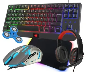 Klawiatura gamingowa podświetlana dla graczy FURY TKL HURRICANE + mysz FURY WARRIOR + mata LED + słuchawki
