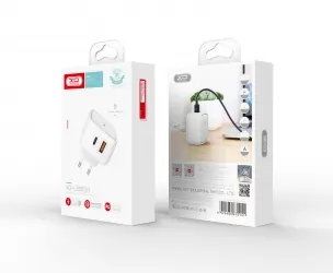 Ładowarka sieciowa XO L60 PD QC 3.0 18W 1xUSB 1xUSB-C biała + kabel USB/USB-C