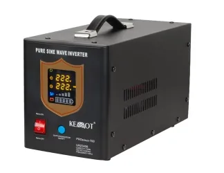 Awaryjne źródło zasilania KEMOT URZ3406 PROsinus-700 przetwornica z czystym przebiegiem sinusoidalnym i funkcją ładowania 12V / 700W czarny